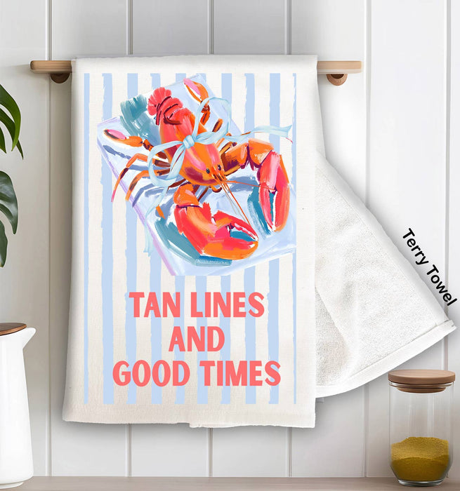 Lobster Tan Lines and Good Times Kitchen Terry Towel