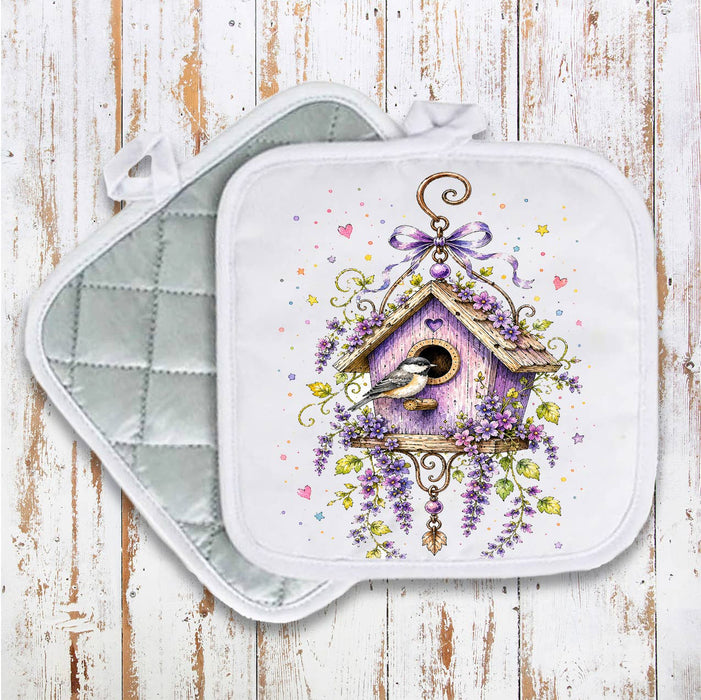 Lavender Whimsical Birdhouse Pot Holder