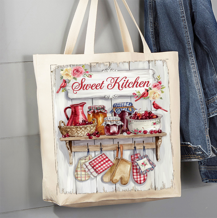 Sweet Kitchen Red Cherries Canvas Tote Bag