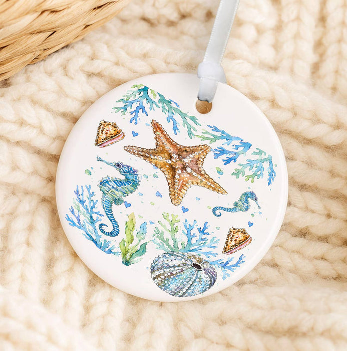 Coastal Blue Starfish Sea Horse Ocean Ornament