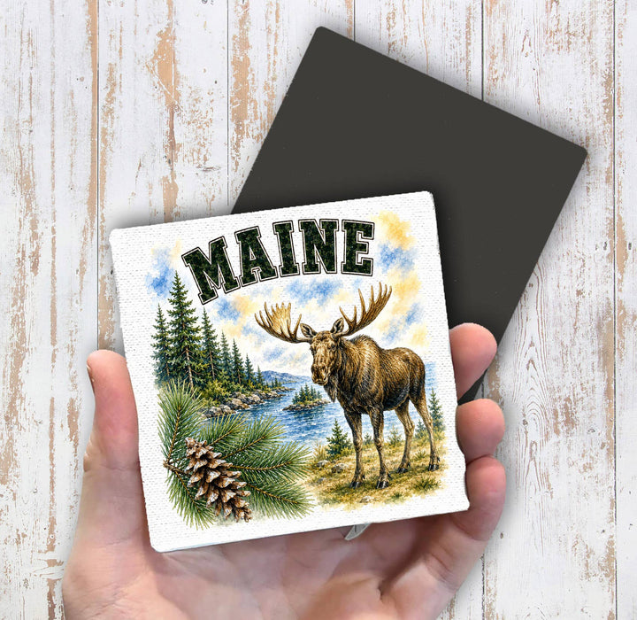 Maine State Bird and Animal Magnet Fridge