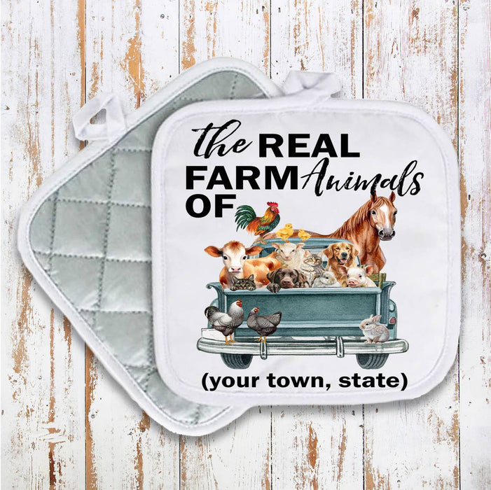 The Real House Farm Animals of  Pot Holder Oven Mitt