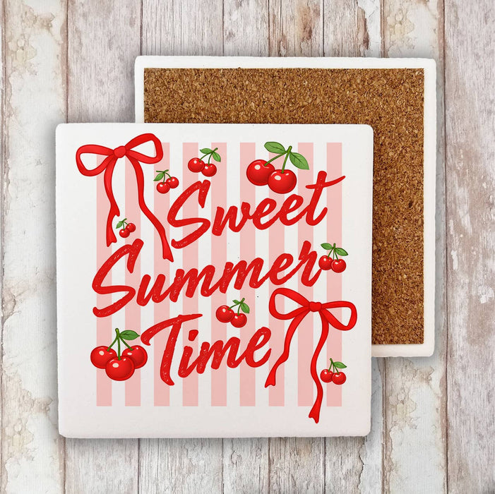 Sweet Summer Time Cherry Stone Coaster