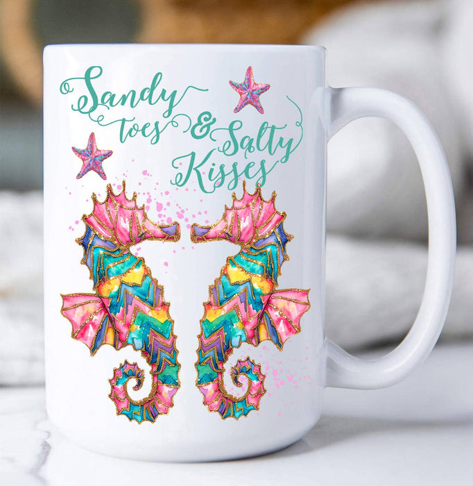 Seahorses Sandy Toes Salty Kisses Coffee Mug