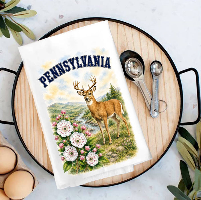 Pennsylvania State Bird and Animal Tea Towel