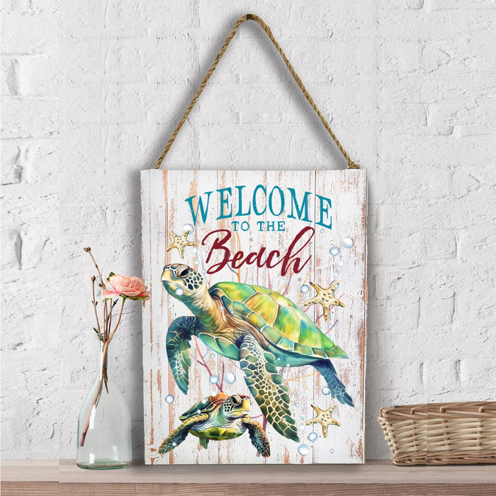 Coastal Sea Turtle Welcome to the Beach Wall Decor