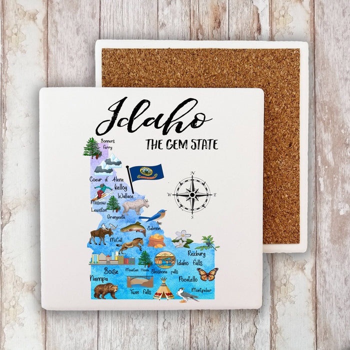 Idaho State Map Souvenir  Stone Coaster
