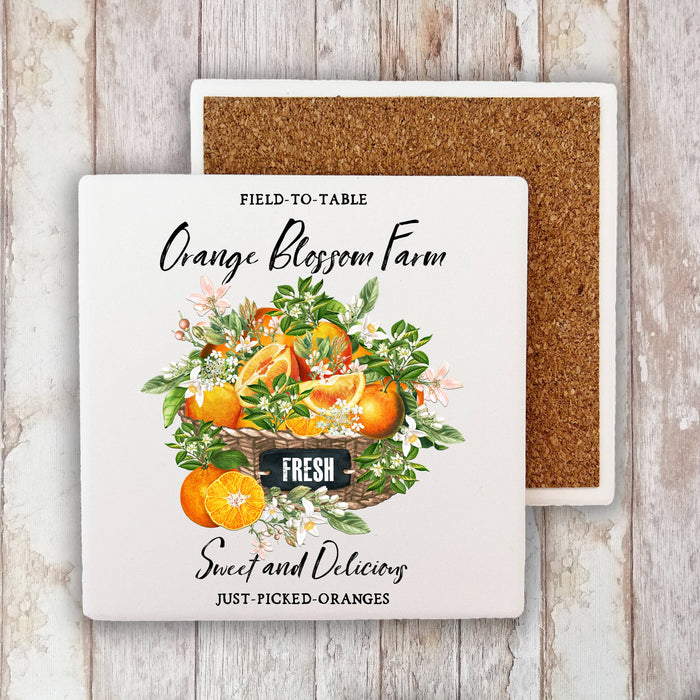 Country Orange Blossom Farm Stone Coaster