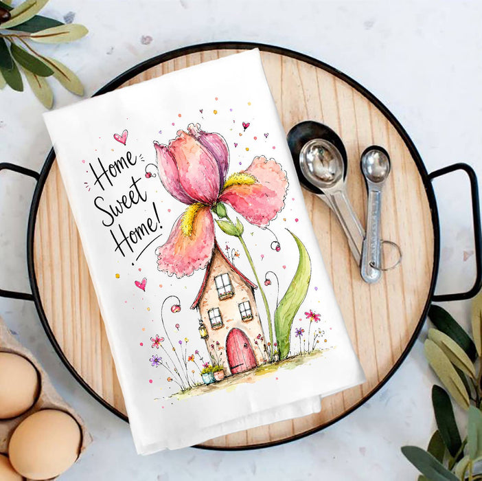 Home Sweet Home Spring Flowers Tea Towel