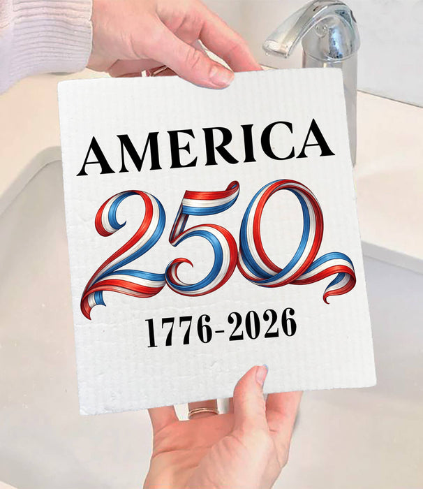 Patriotic Red White Blue 250 Anniversary Swedish Dishcloth
