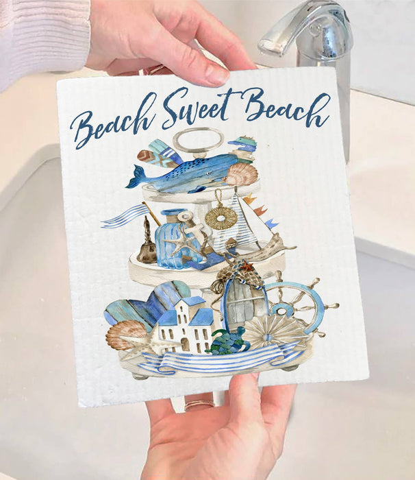 Beach Sweet Beach 3 Tier tray Swedish Dishcloth