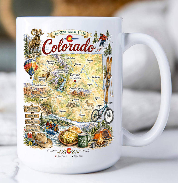 Colorado State Map Landmark Coffee Mug