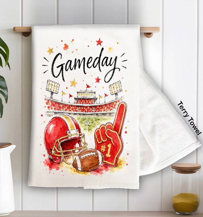 Gameday Football Gold & Red Kitchen Terry Towel