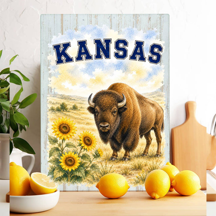 Kansas State Bird and Animal Glass Cutting Board