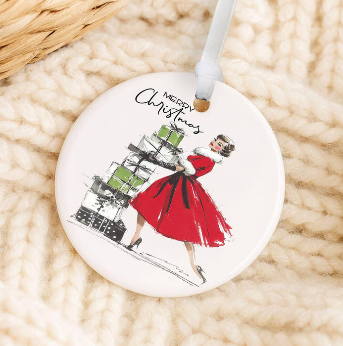 Retro Christmas 1950 Ladies Ornament