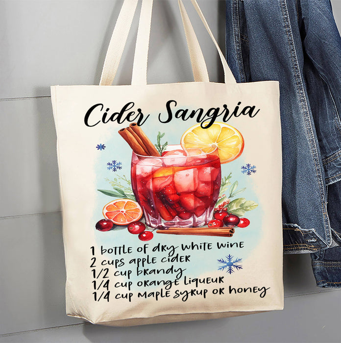 Christmas Cocktail Cider Sangria Recipe Canvas Tote Bag