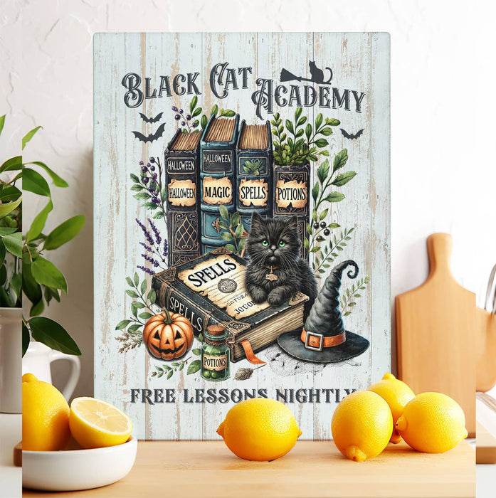 Black Cat Academy Books Glass Cutting Board