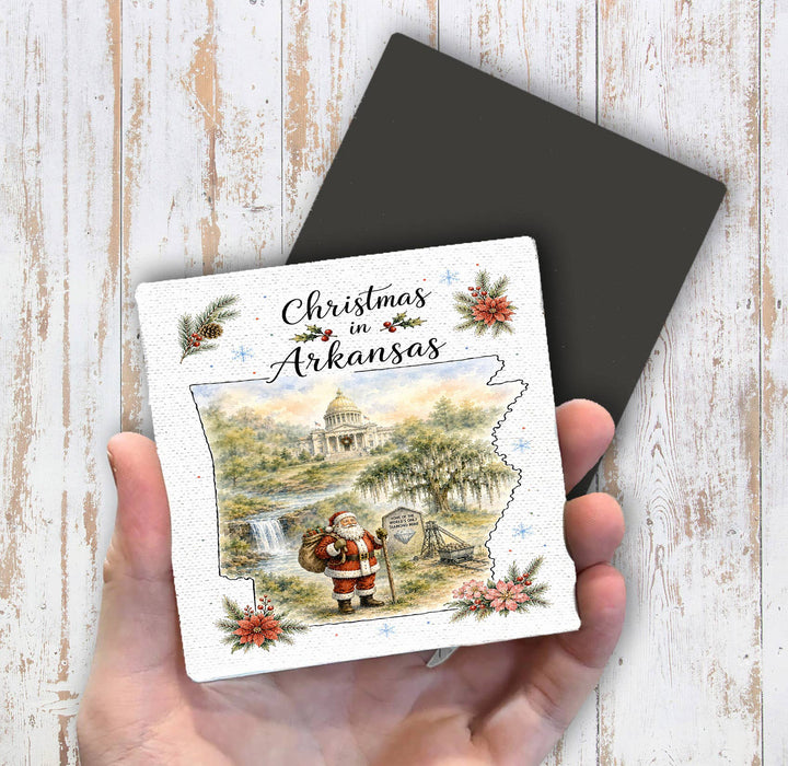 Christmas in Arkansas State Map Magnet Fridge