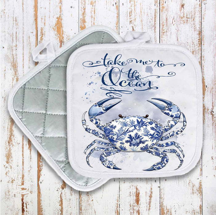 Chinoiserie Crab Take me to Ocean Pot Holder
