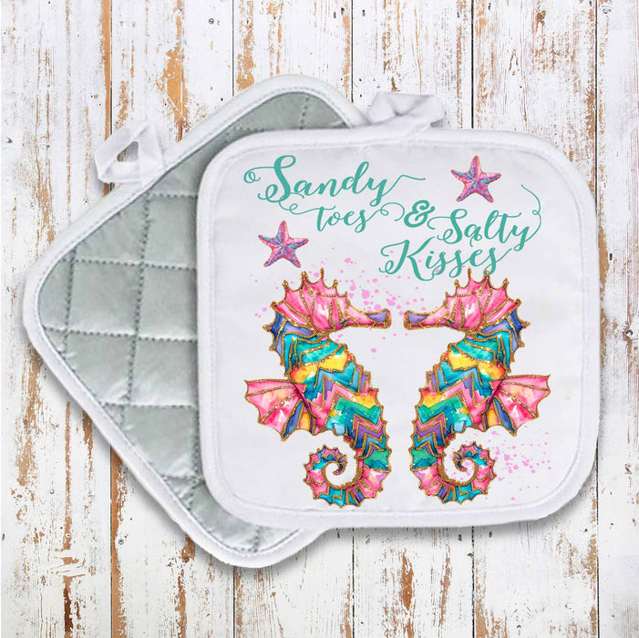 Seahorses Sandy Toes Salty Kisses Pot Holder