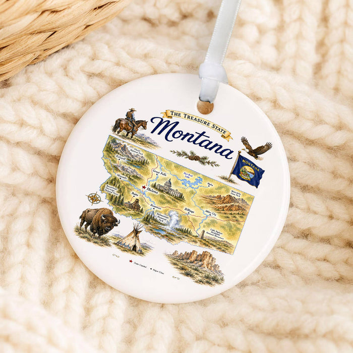 Montana State Map Landmark Ornament