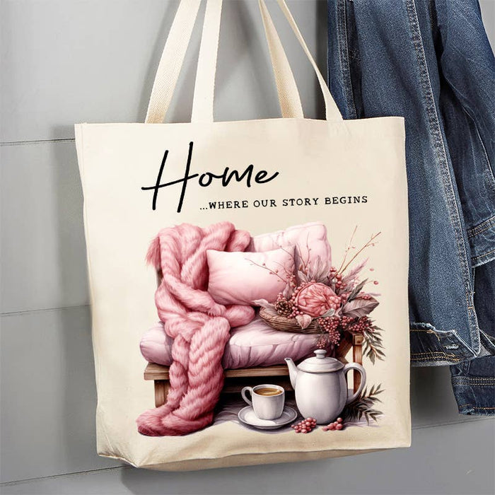 Home where our story begins Canvas Tote Bag