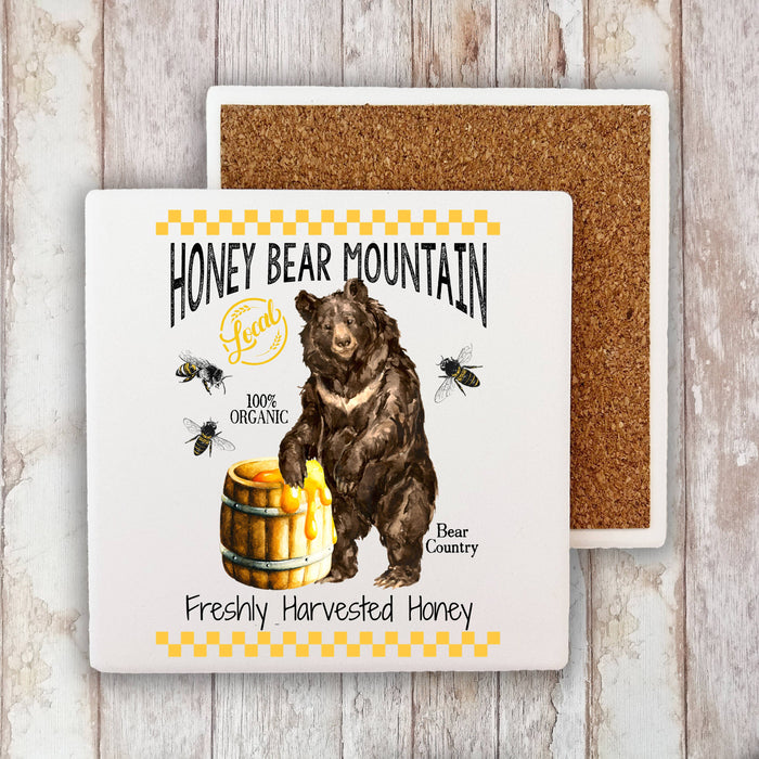 Honey Black Bear Mountain  Stone Coaster