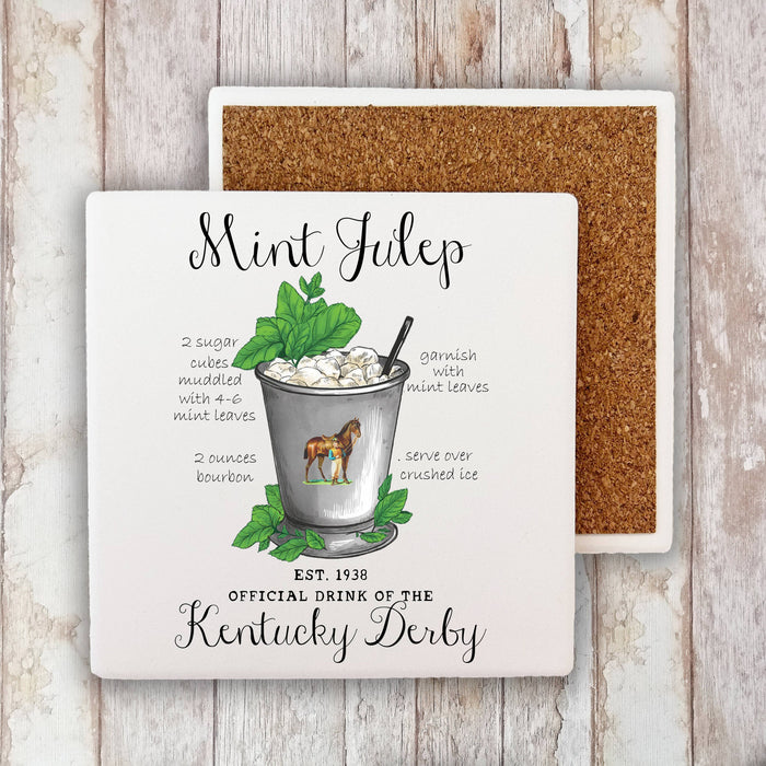 Kentucky Derby Mint Julep Drink Stone Coaster