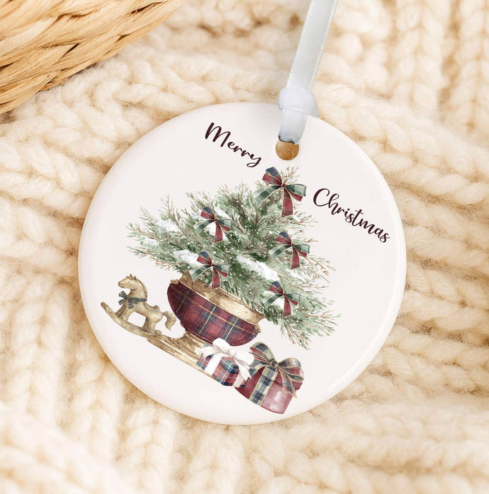 Christmas Tree Burgundy Velvet Ornament