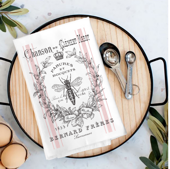 Vintage Shabby Chic French Bee Tea Towel