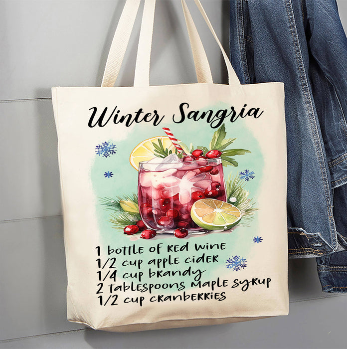 Christmas Cocktail Winter Sangria Recipe Canvas Tote Bag