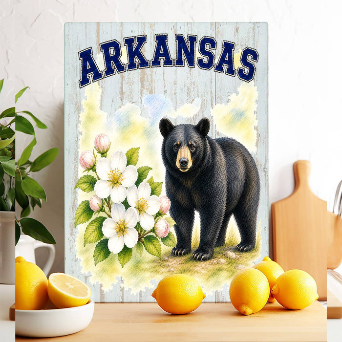 Arkansas State Bird and Animal Glass Cutting Board