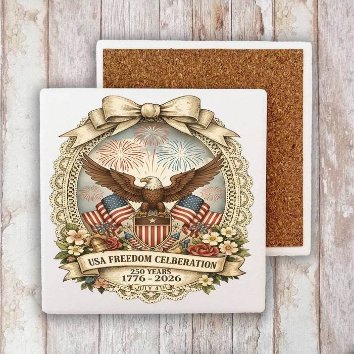 Patriotic Eagle 250 Anniversary America Stone Coaster