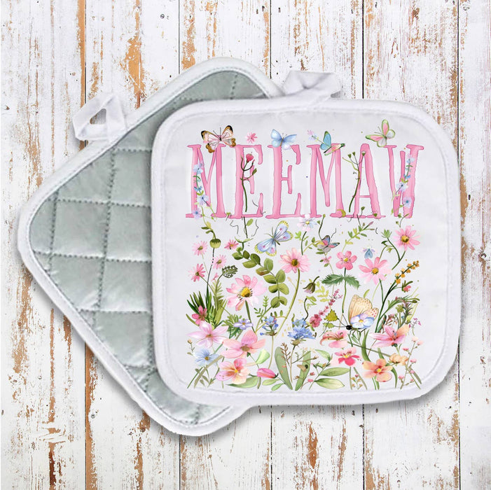 Mother's Day Wild Flowers Meemaw Pot Holder Oven Mitt