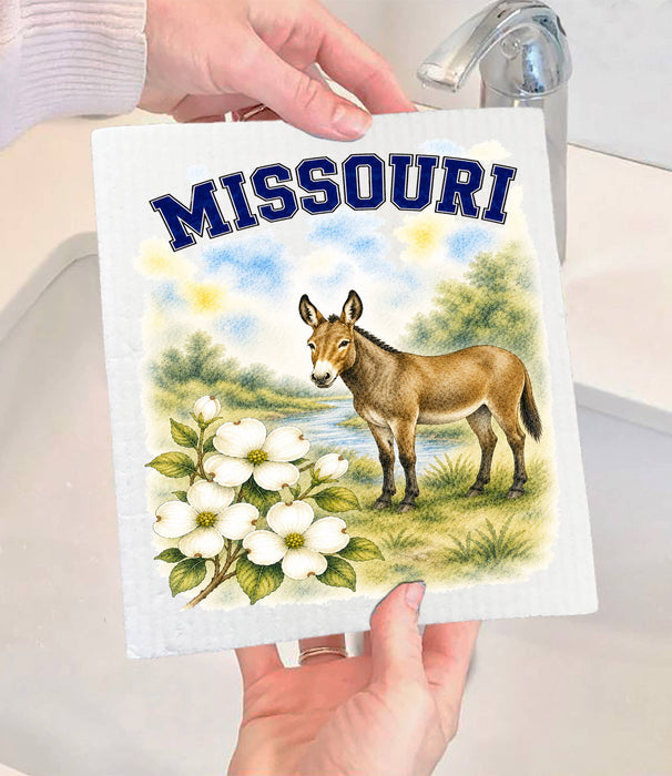 Missouri State Bird and Animal Swedish Dishcloth