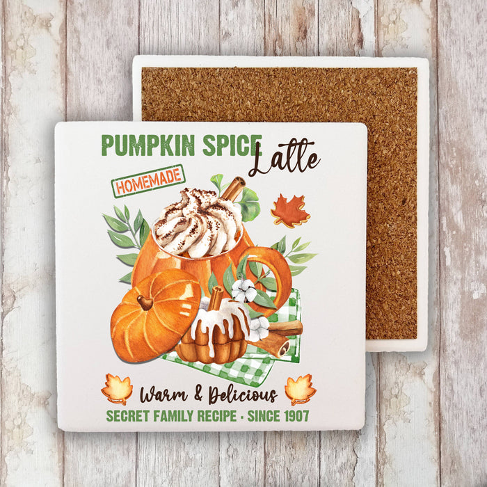 Fall Autumn Pumpkin Spice Latte  Stone Coaster