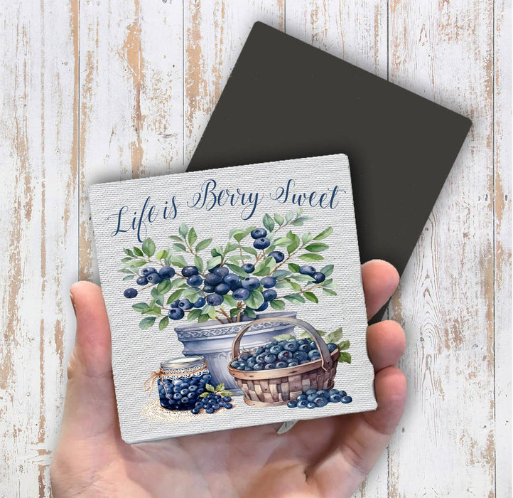 Life is Berry Sweet Blueberry Fruit Magnet Fridge