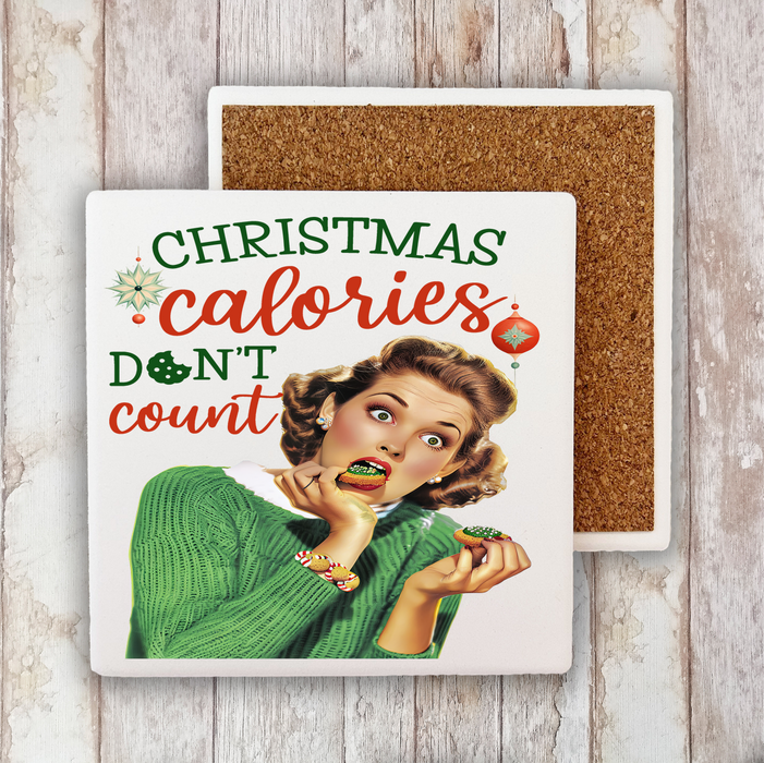 Christmas Funny Calories Don't Count Stone Coaster