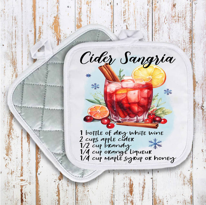 Christmas Cocktail Cider Sangria Recipe Pot Holder Oven Mitt