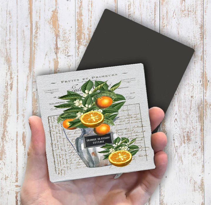 Vintage Orange Blossoms Cottage Magnet Fridge