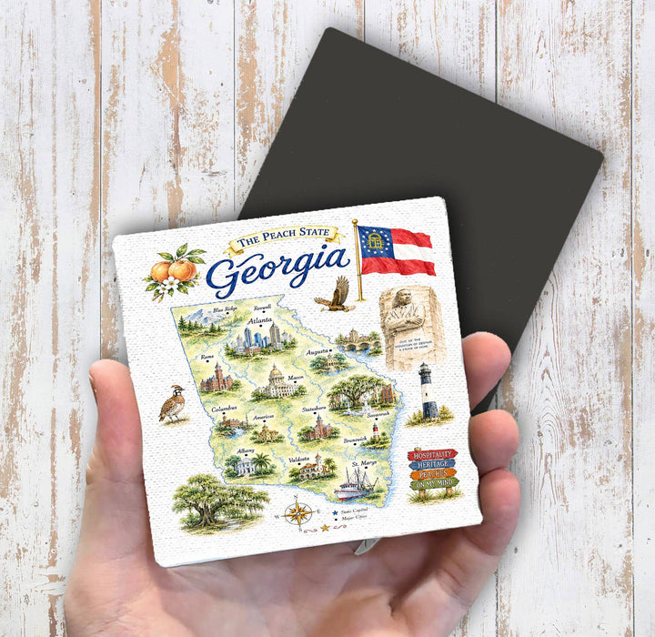 Georgia State Map Landmark Magnet Fridge