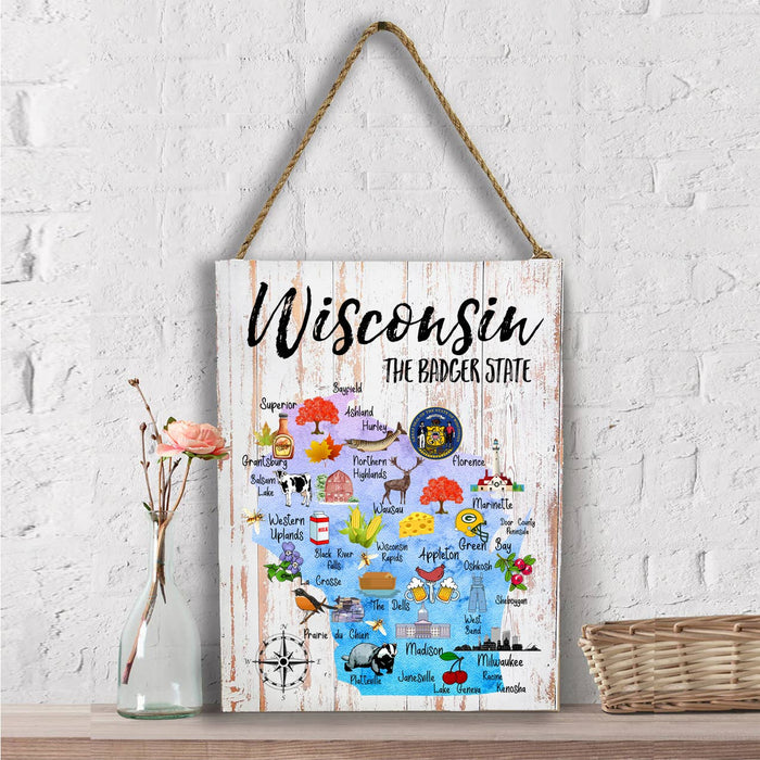 Wisconsin State Map Souvenir  Wall Decor