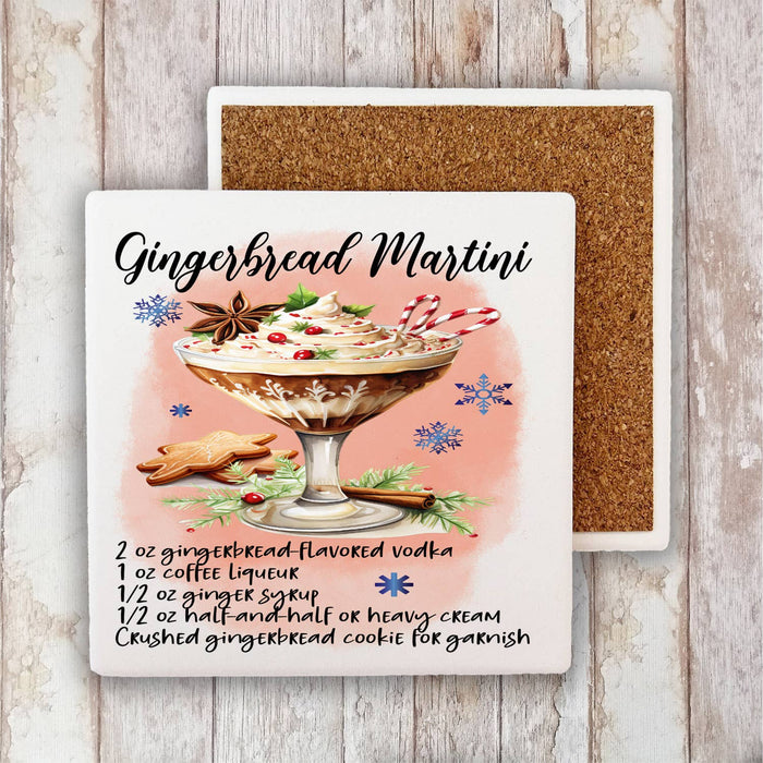 Christmas Cocktail Gingerbread Martini Recipe Stone Coaster