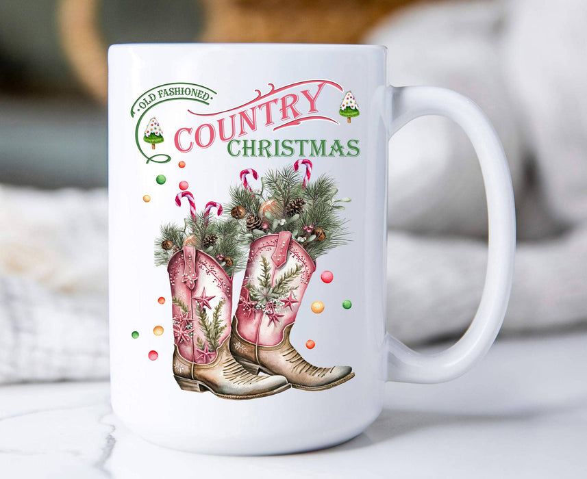 Country Christmas Cowboy Boots Western Coffee Mug