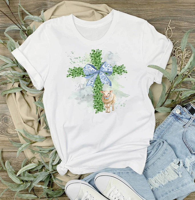 Easter Boxwood Cross Lamb Spiritual T-Shirt