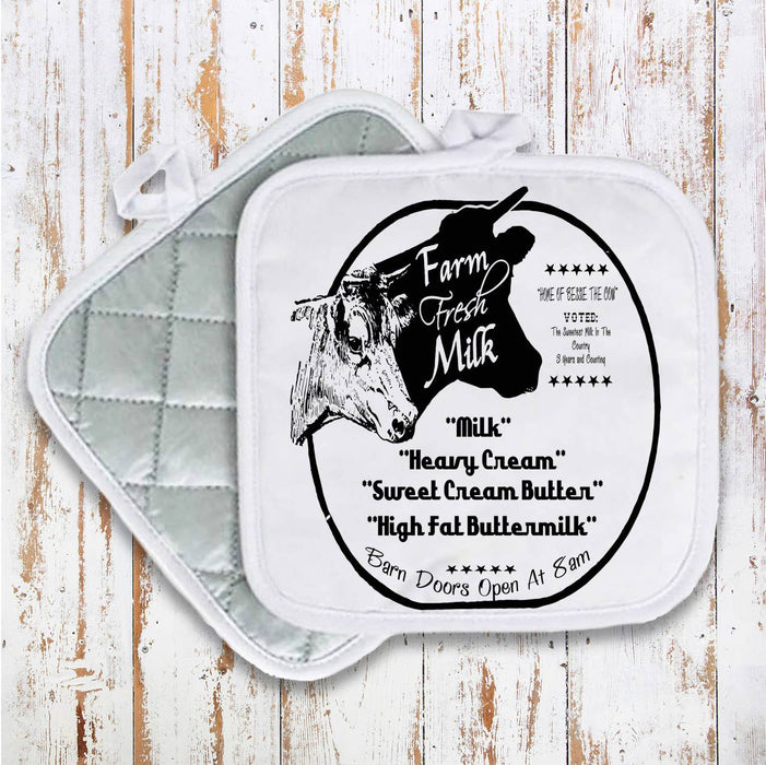 Country Farm, Farm Fresh Milk, Pot Holder Oven Mitts