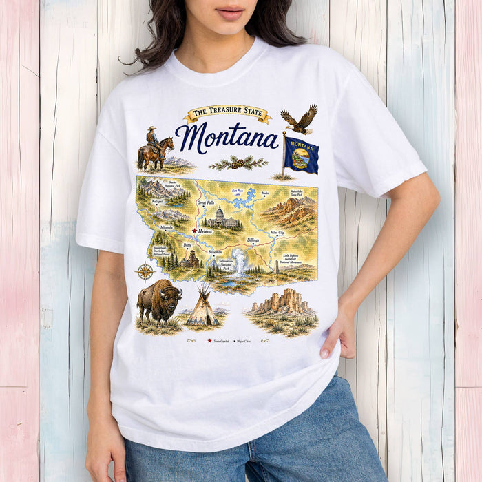 Montana State Map Landmark T-Shirt