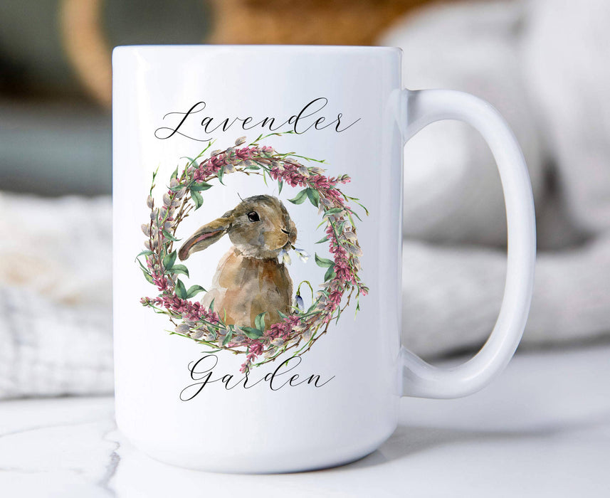 Spring Bunny Lavender Garden Coffee Mug