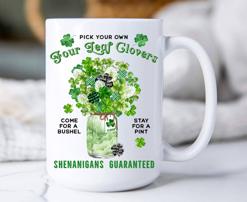 St Patrick's Four Leaf Clover Bouquet 15 oz Coffee Mug