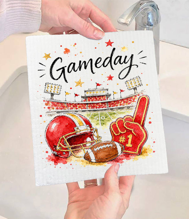 Gameday Football Gold & Red Swedish Dishcloth